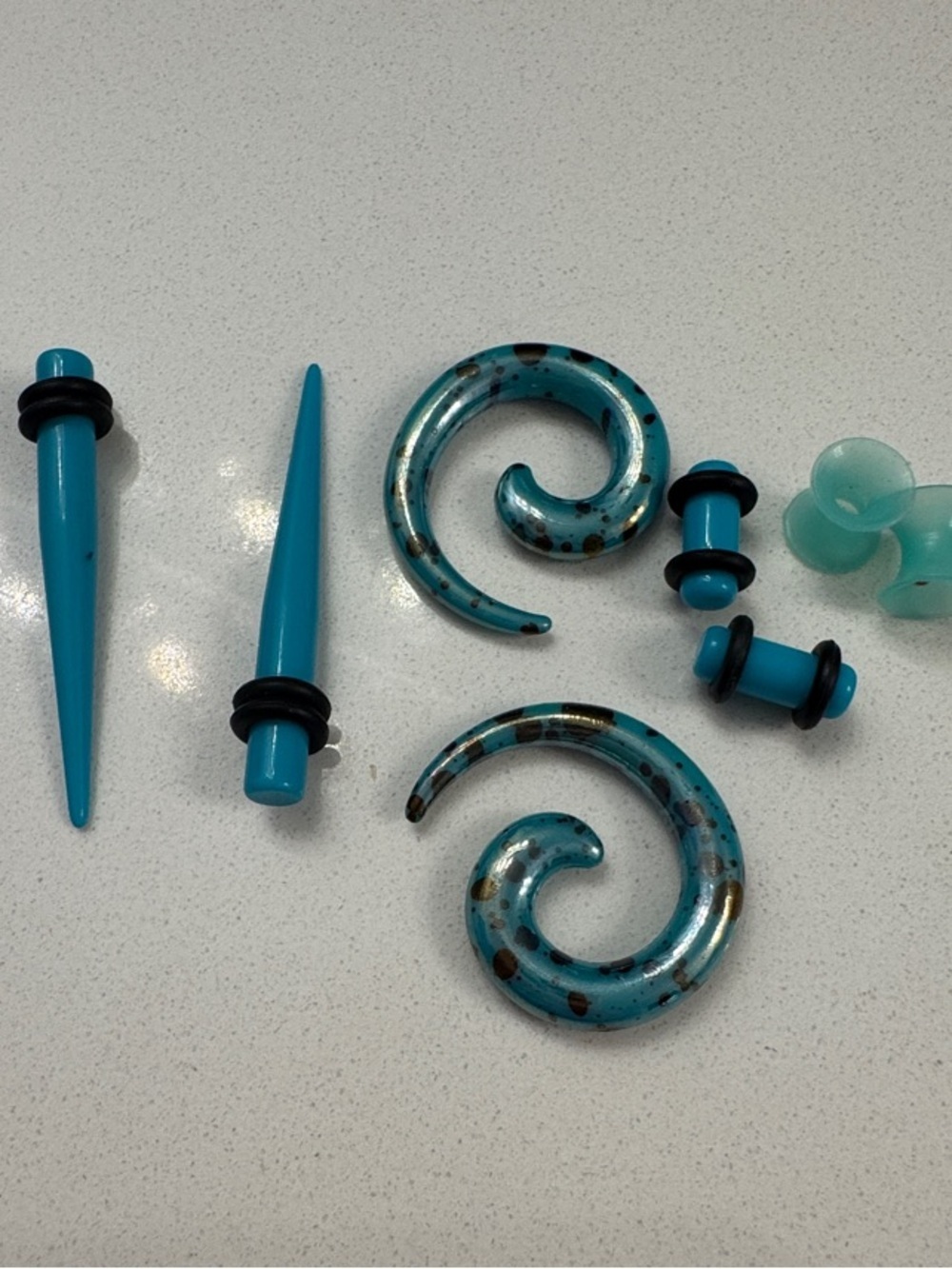 Turquoise Body Jewelry Stretchers & Spirals Set